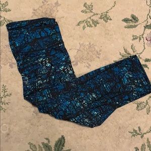 Blue and Lime Green Patterned Workout Pants